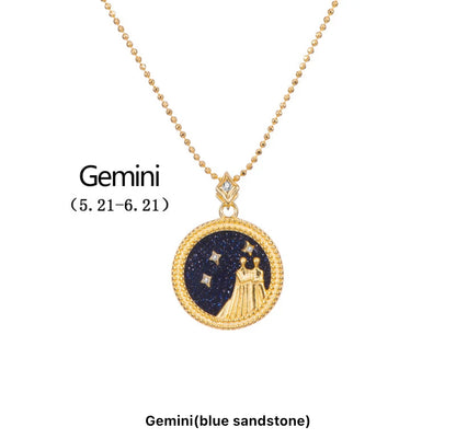 Art Deco Night Sky Glitter Zodiac Necklace (925, Vermeil)