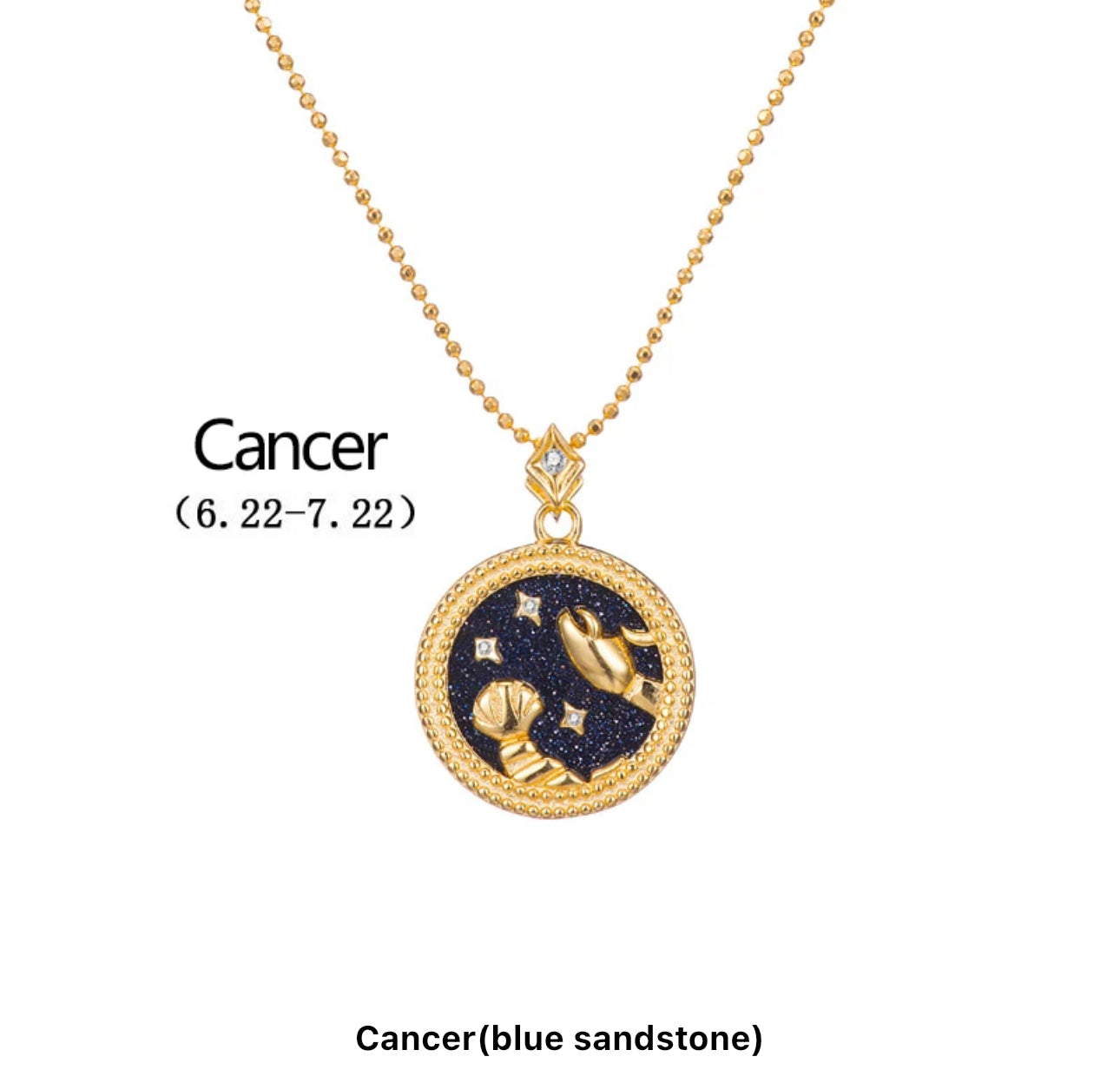 Art Deco Night Sky Glitter Zodiac Necklace (925, Vermeil)