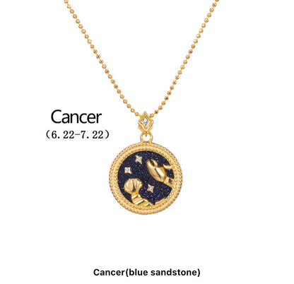 Art Deco Night Sky Glitter Zodiac Necklace (925, Vermeil)