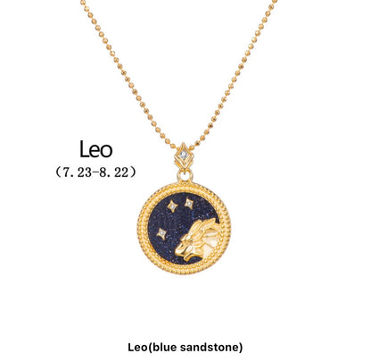 Art Deco Night Sky Glitter Zodiac Necklace (925, Vermeil)