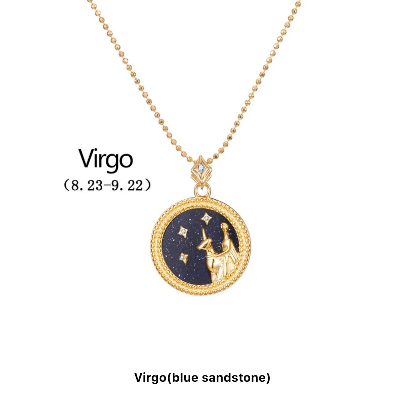 Art Deco Night Sky Glitter Zodiac Necklace (925, Vermeil)