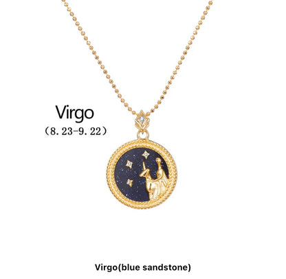 Art Deco Night Sky Glitter Zodiac Necklace (925, Vermeil)