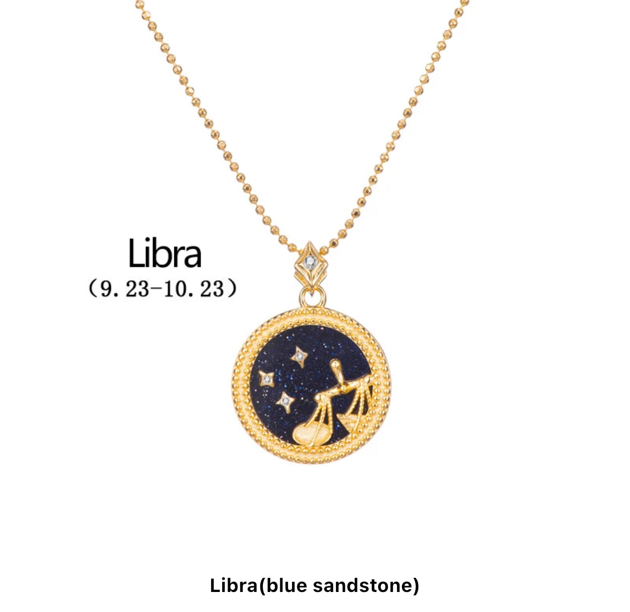 Art Deco Night Sky Glitter Zodiac Necklace (925, Vermeil)