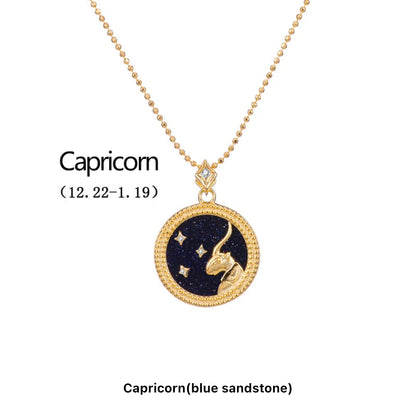 Art Deco Night Sky Glitter Zodiac Necklace (925, Vermeil)