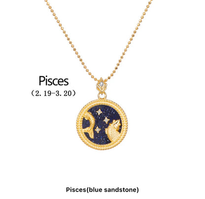 Art Deco Night Sky Glitter Zodiac Necklace (925, Vermeil)