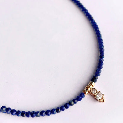 Gold Bohemian Tourmaline Lapis Lazuli Coin Charm Set