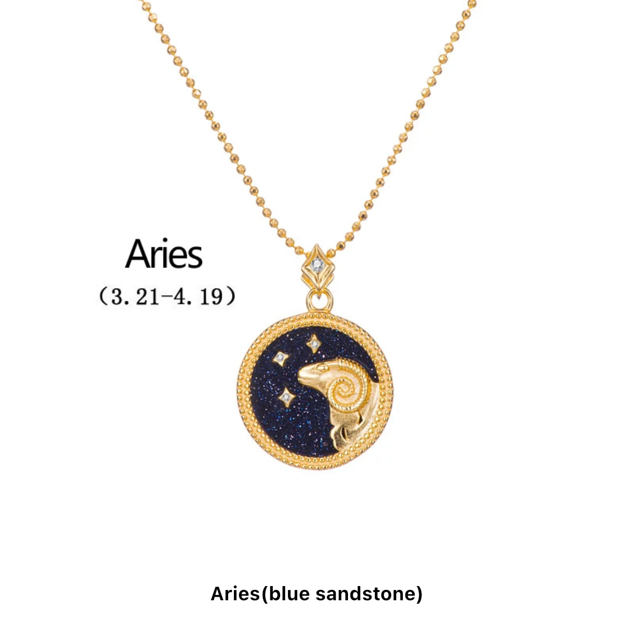 Art Deco Night Sky Glitter Zodiac Necklace (925, Vermeil)