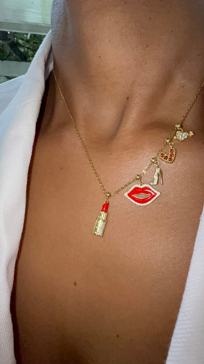 Elite Series Gold Designer NSCD Pave Lipstick Charm (925, 18k Vermeil)