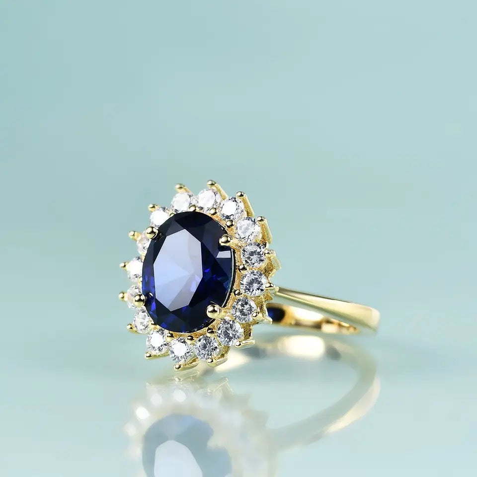 Diana Inspired Gold Sapphire Ring