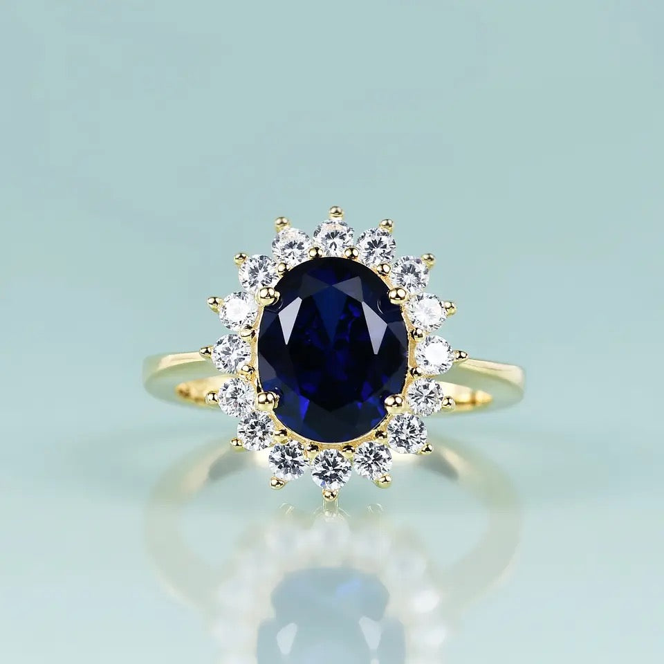 Diana Inspired Gold Sapphire Ring