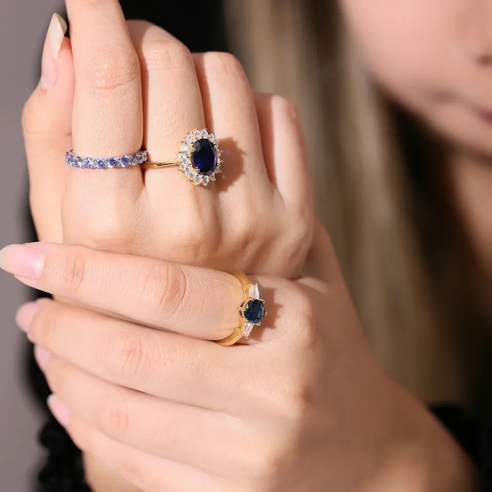 Diana Inspired Gold Sapphire Ring