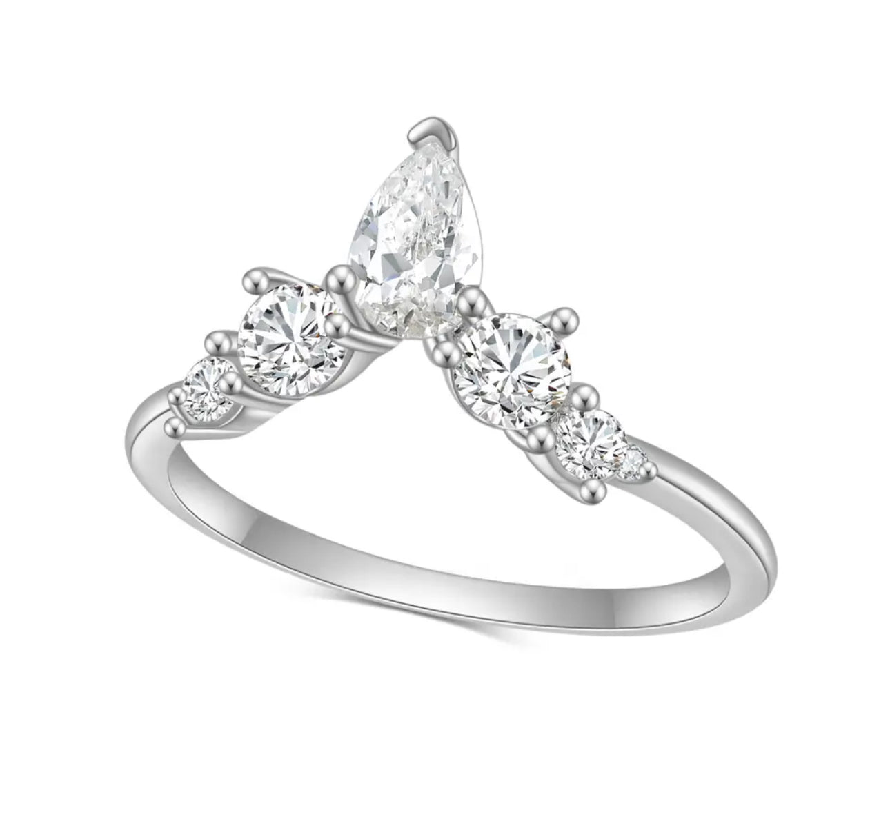 Avarie Moissanite Wishbone Chevron Ring