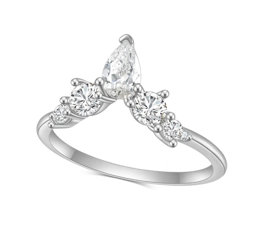 Avarie Moissanite Wishbone Chevron Ring