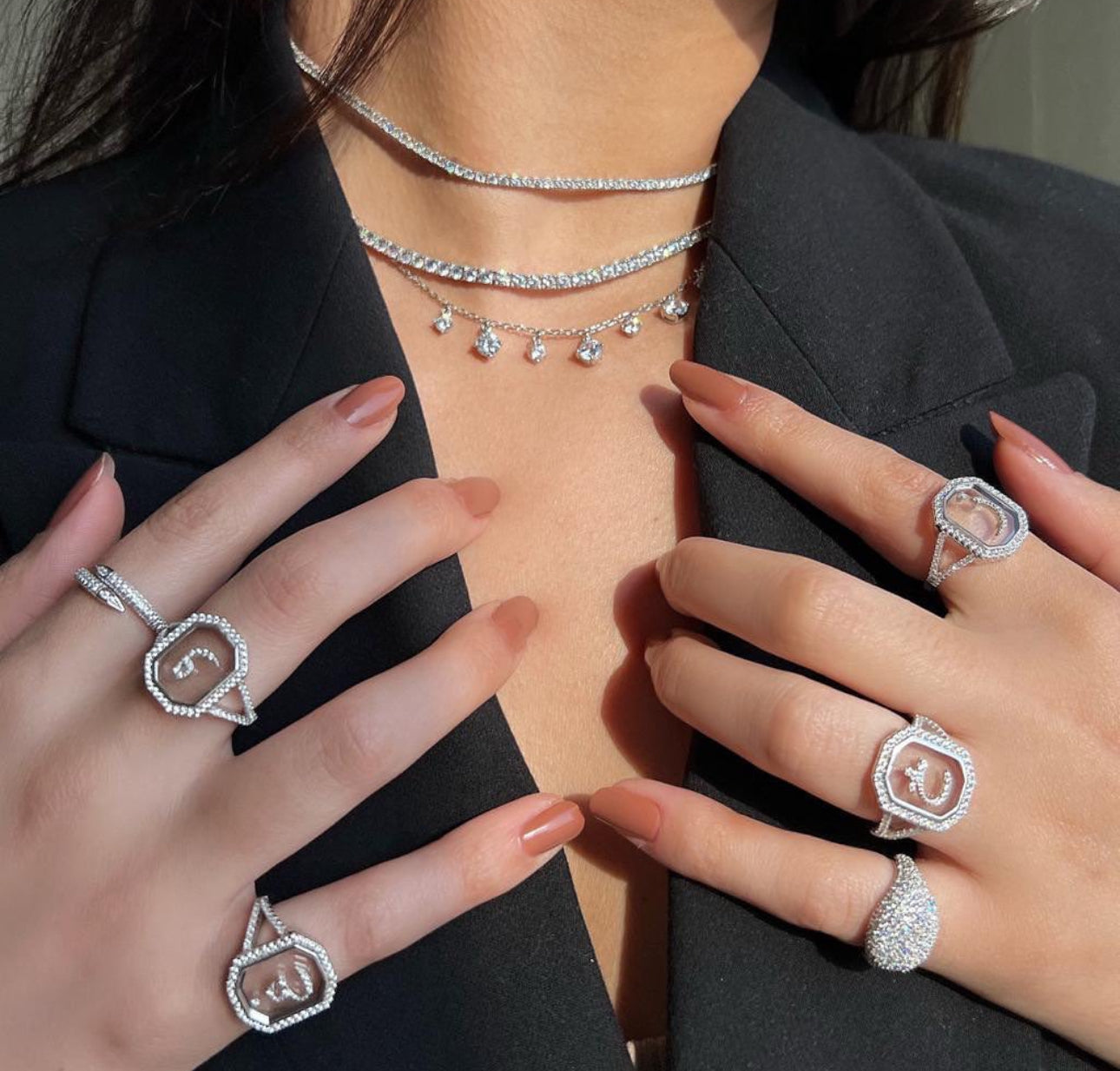 The PlexiGlass Arabic Set (Pendant, Bracelet, Ring, Earring, 925)