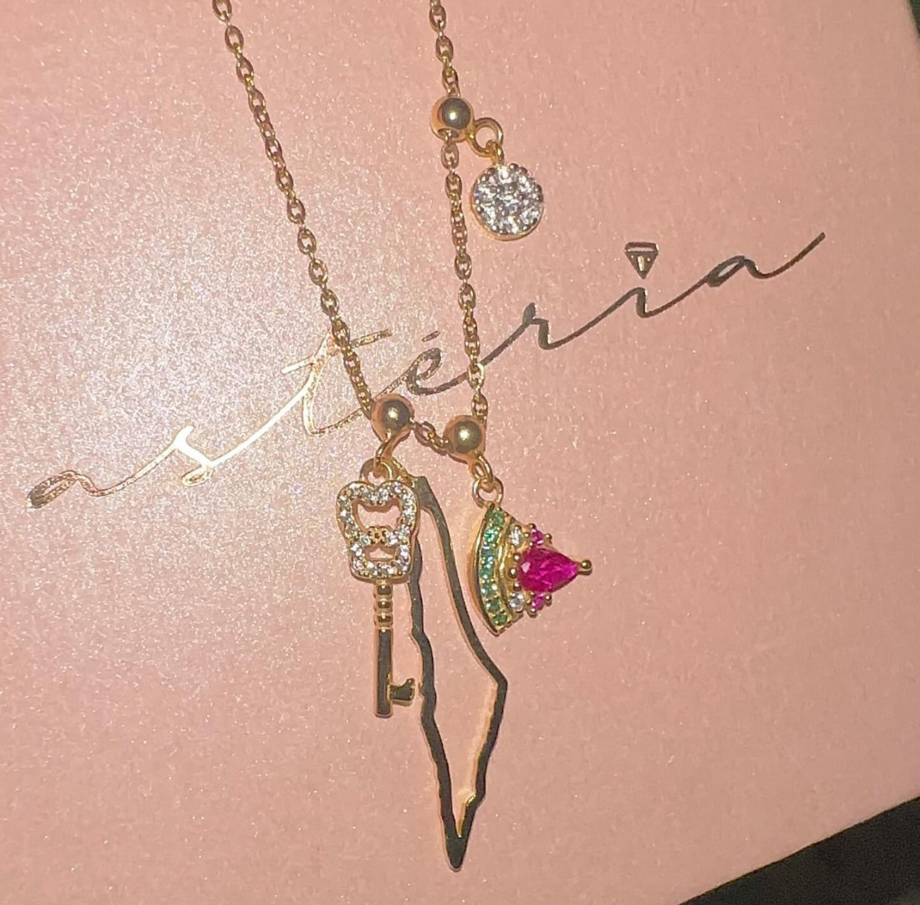 Elite Series Gold Double Palestine Key Charm (925, Vermeil)