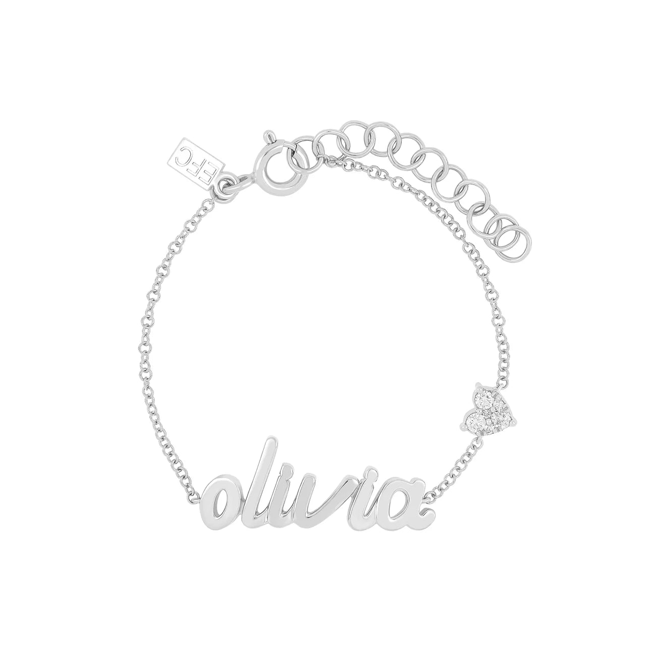 Personalised Baby/Toddler Name Love Moissanite Charm Bracelet (925, Vermeil Gold, Silver, Rose)