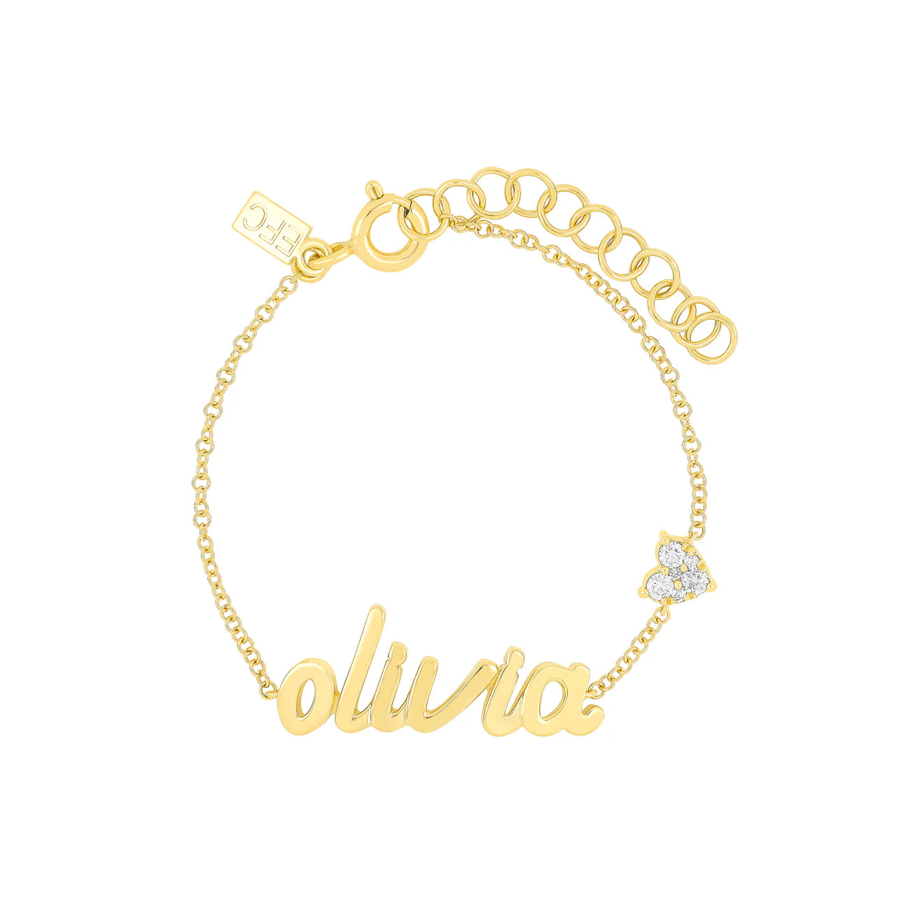 Personalised Baby/Toddler Name Love Moissanite Charm Bracelet (925, Vermeil Gold, Silver, Rose)