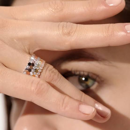 Silver Honeycomb Sparkle Trio Set (925)