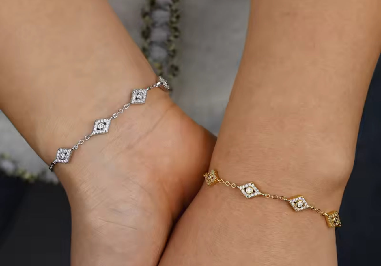 Gold Pave Classica Evil Eye Bracelet (Mix Metal)