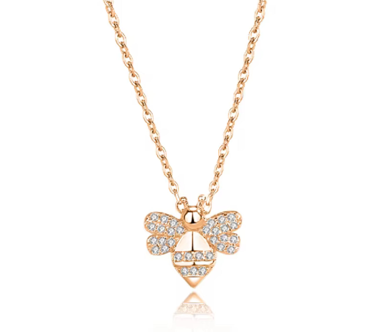 Rose Gold Cutesy Honey Bee Necklace (925, 18k Vermeil)