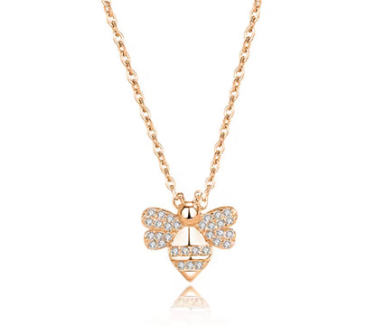 Rose Gold Cutesy Honey Bee Necklace (925, 18k Vermeil)
