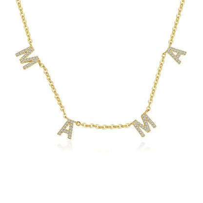Gold Pave Mama Drop Initial Necklace (925)