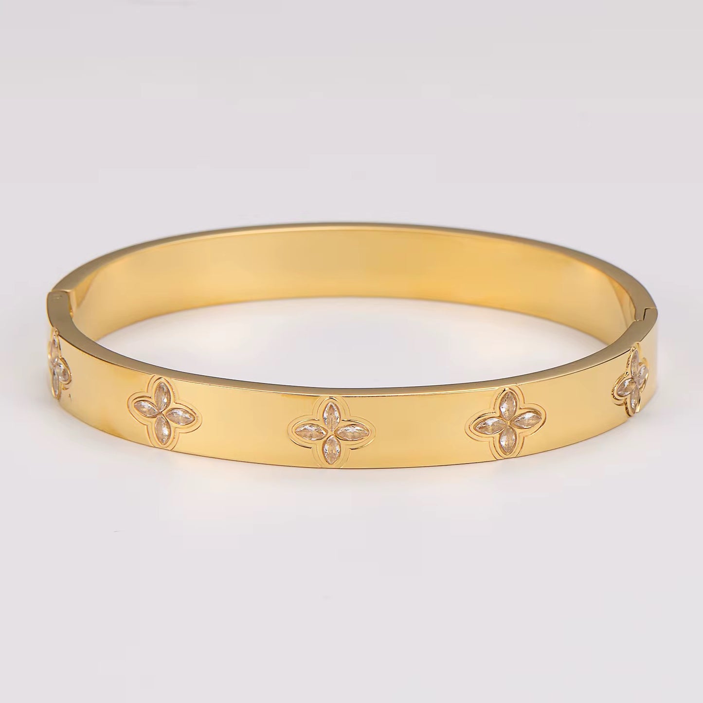Gold Floral Marquise Waterproof Bangle