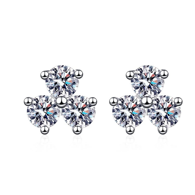Moissanite Tri Layer Stud Earring (925, TCW, 1.2 carat)