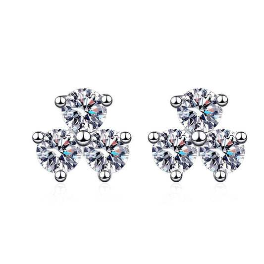 Moissanite Tri Layer Stud Earring (925, TCW, 1.2 carat)
