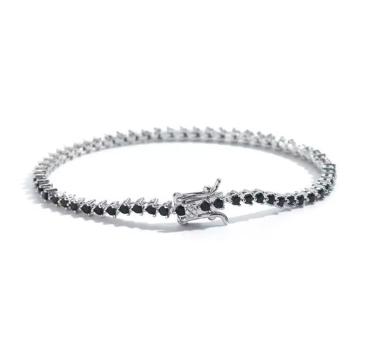 Silver & Black Tennis Bracelet (Mix Metal, 6/7 inch)