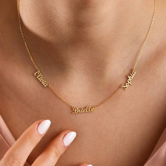 Personalised Classic Triple English Nameplate (Gold, Silver, Rose)