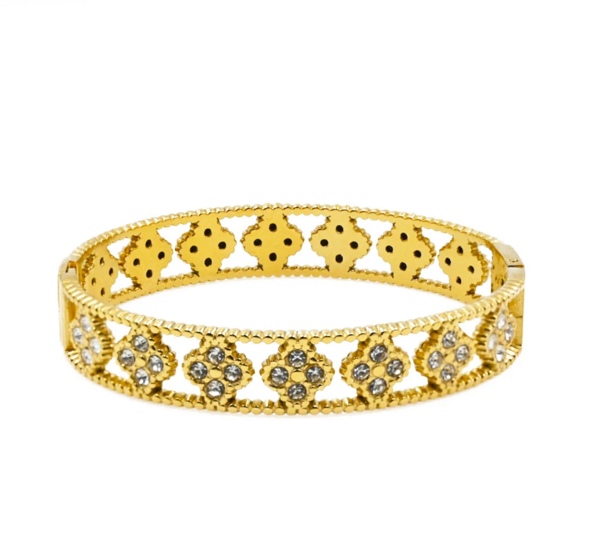Gold Clover & Cubic Eternity Bangle