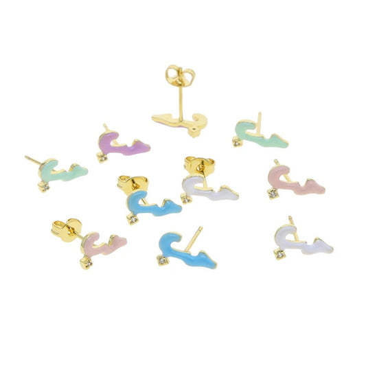 Habibi Cubic Pastel Enamel Earring (Pink, Purple, White, Blue, Green)