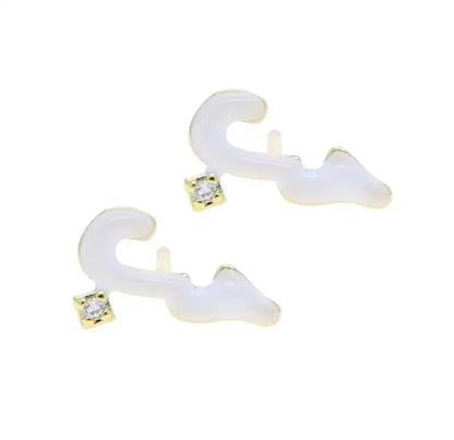 Habibi Cubic Pastel Enamel Earring (Pink, Purple, White, Blue, Green)