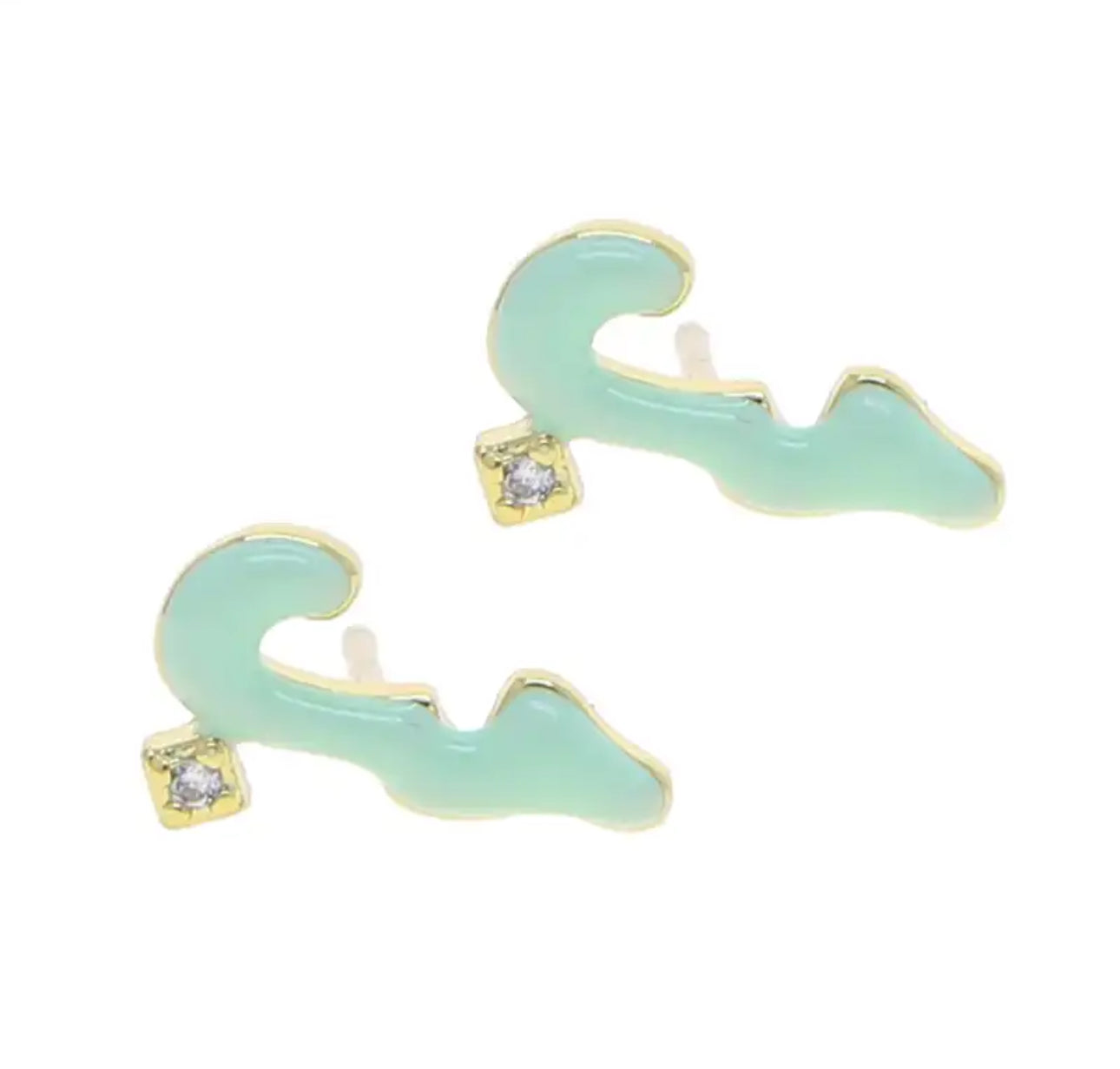 Habibi Cubic Pastel Enamel Earring (Pink, Purple, White, Blue, Green)