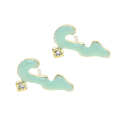 Habibi Cubic Pastel Enamel Earring (Pink, Purple, White, Blue, Green)