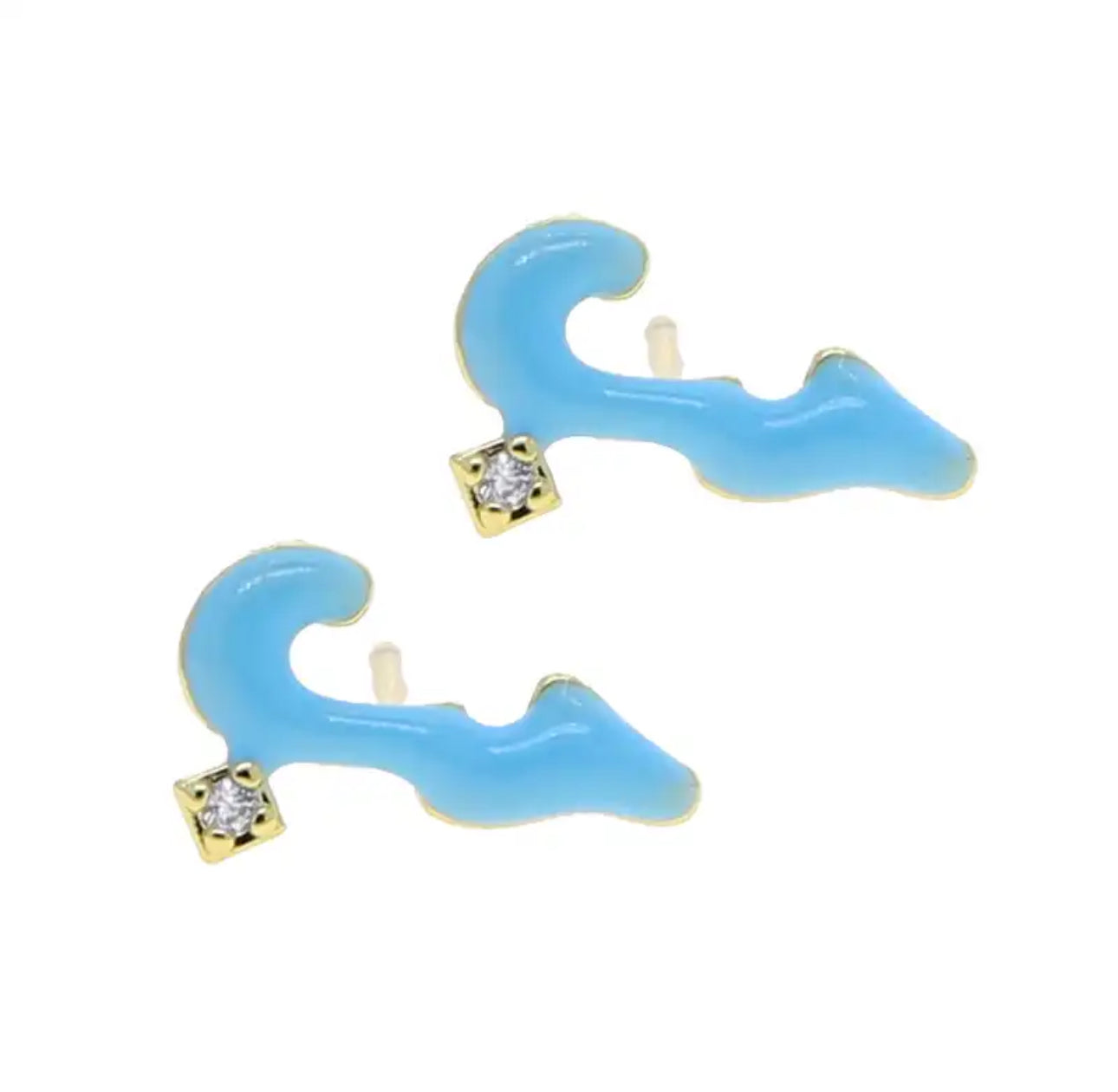 Habibi Cubic Pastel Enamel Earring (Pink, Purple, White, Blue, Green)