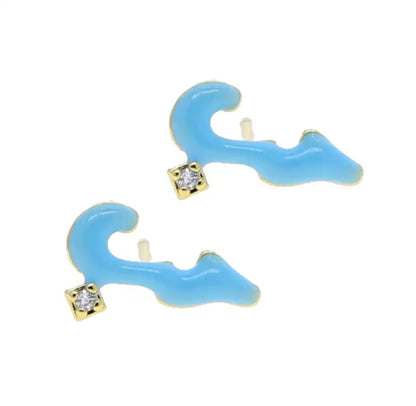 Habibi Cubic Pastel Enamel Earring (Pink, Purple, White, Blue, Green)