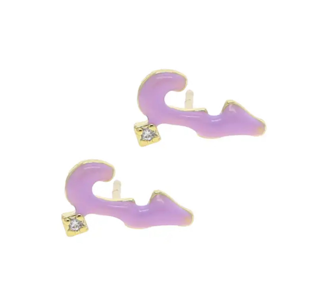 Habibi Cubic Pastel Enamel Earring (Pink, Purple, White, Blue, Green)