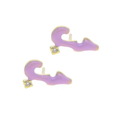Habibi Cubic Pastel Enamel Earring (Pink, Purple, White, Blue, Green)