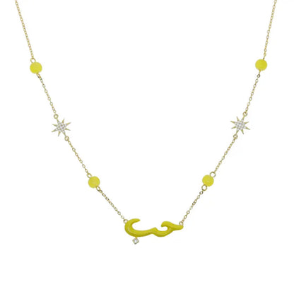 Habibi Barbie Pastel Enamel Bead Necklace (White, Blue, Yellow, Pink)