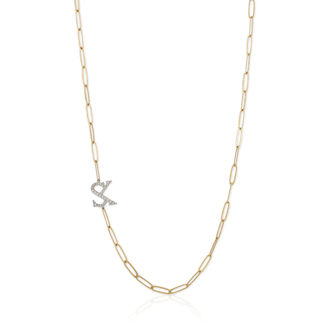 Personalised Paperclip NSCD Double Sideswept Necklace (925, Vermeil)