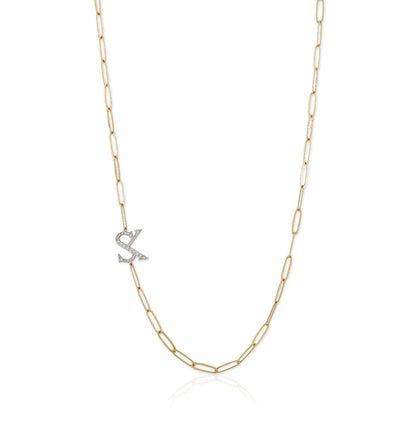 Personalised Paperclip NSCD Double Sideswept Necklace (925, Vermeil)
