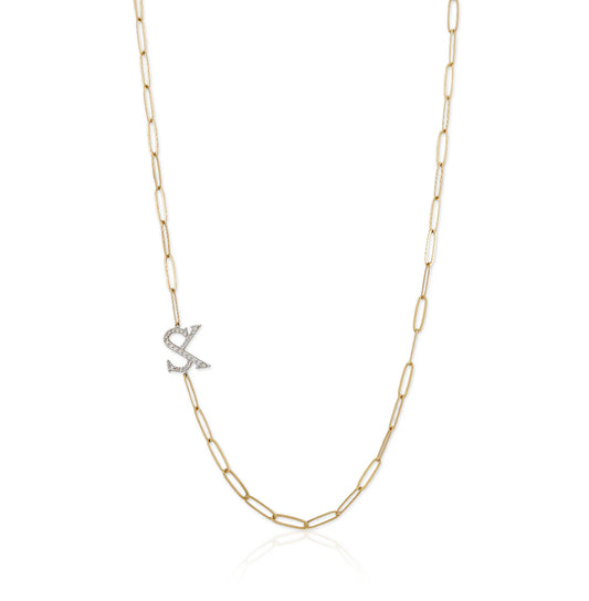 Personalised Paperclip NSCD Double Sideswept Necklace (925, Vermeil)
