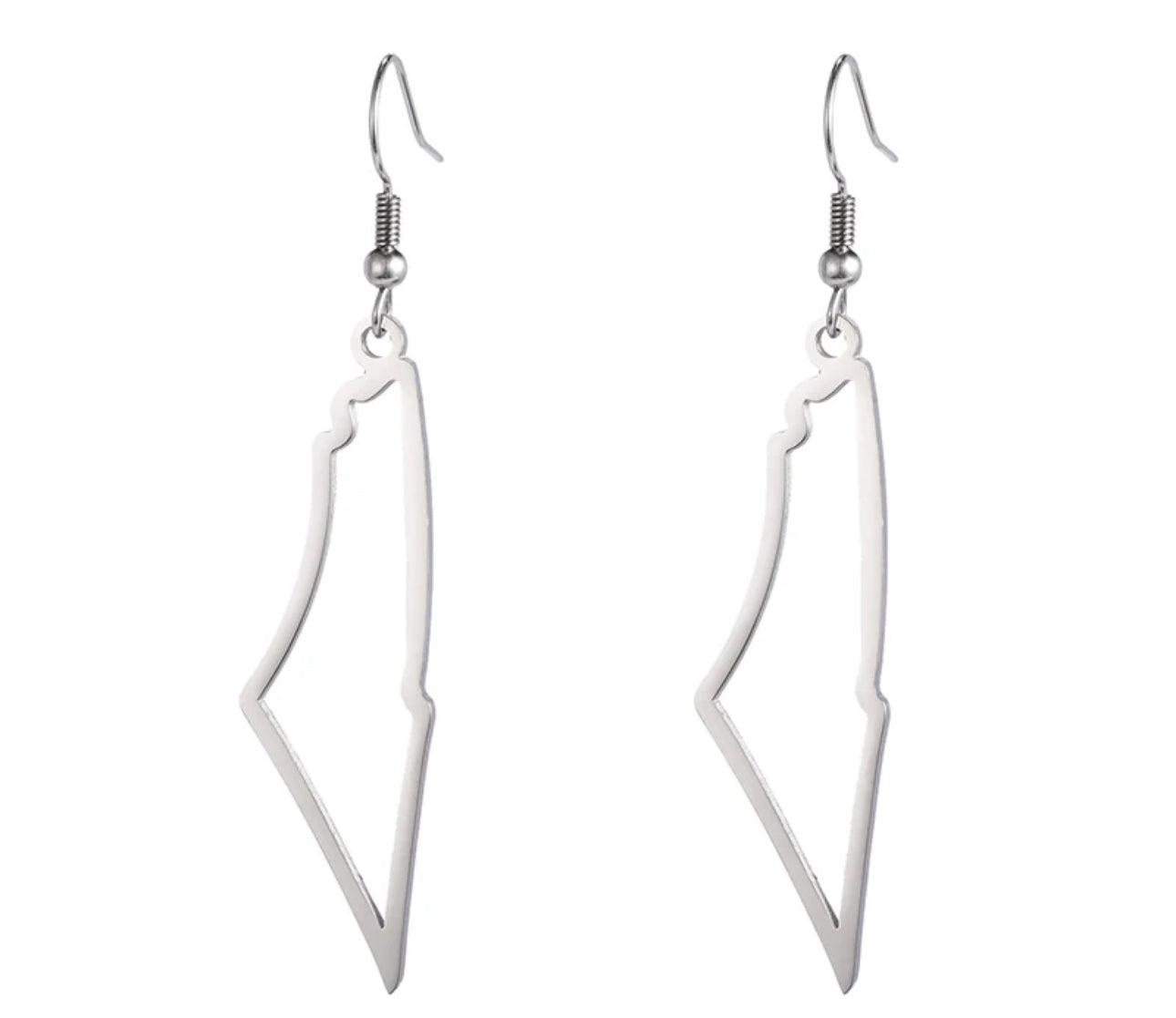 Silver Palestine Forever Map Earrings