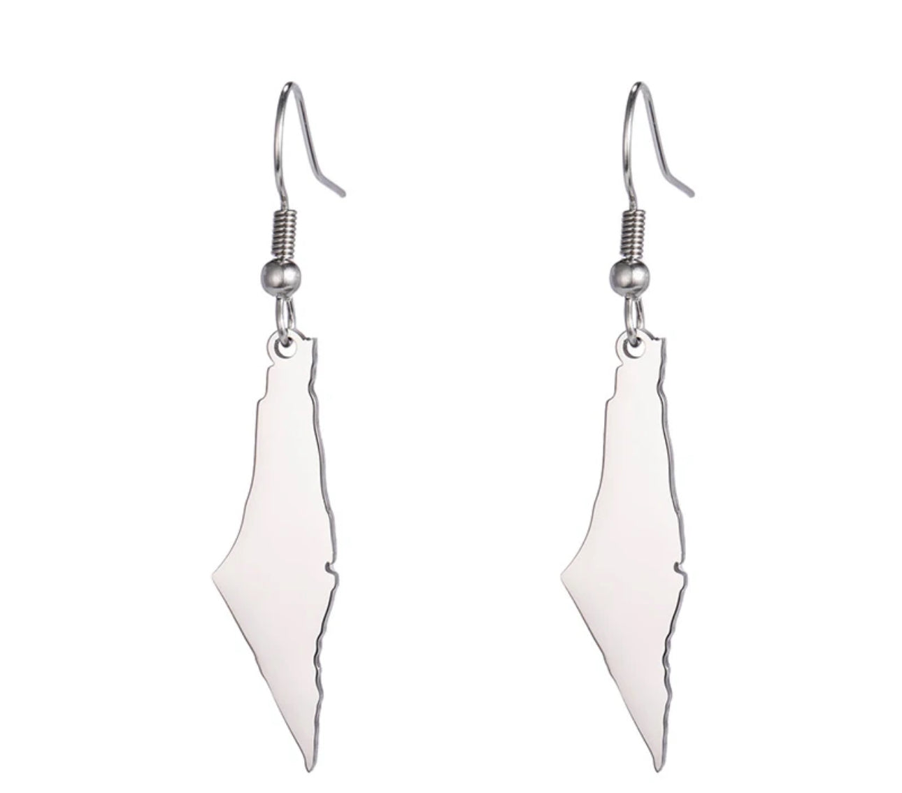 Silver Map Dangle Earrings