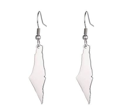 Silver Map Dangle Earrings