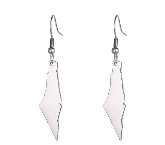 Silver Map Dangle Earrings