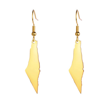 Gold Map Dangle Earrings
