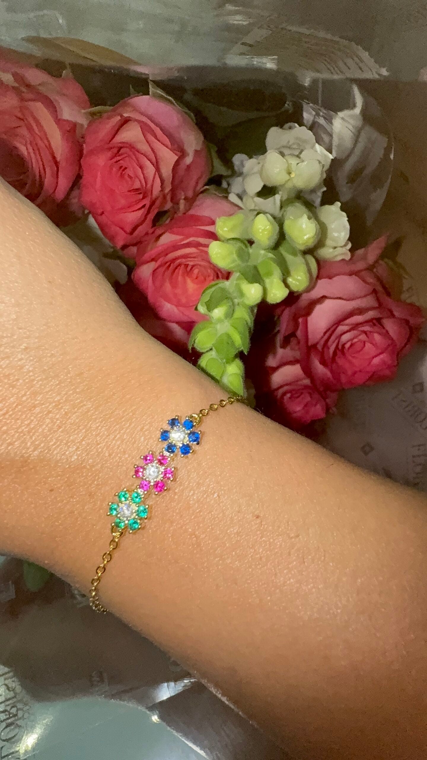 Alexis Floral Layer Bracelet (Mix Metal, 18k Gold Plating)